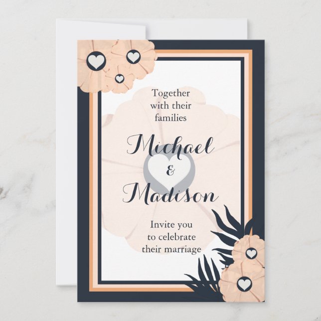 Black Pearl Watusi Tacao Floral Wedding Invitation (Front)