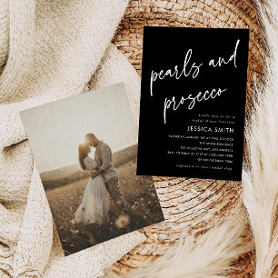Black Pearls and Prosecco Bridal Shower Photo Invitation
