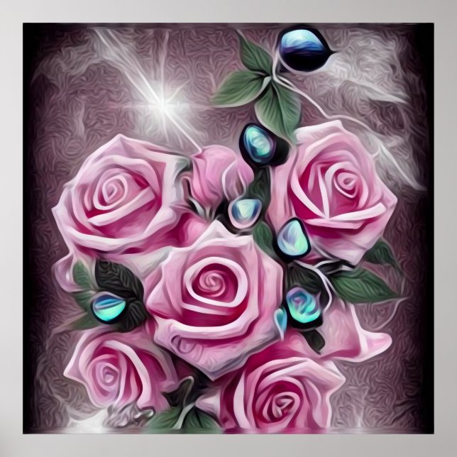 Black Pearls & Pink Roses Poster (Front)