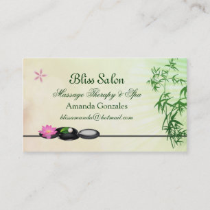 Black pebbles, lotus, bamboo Spa Business Card