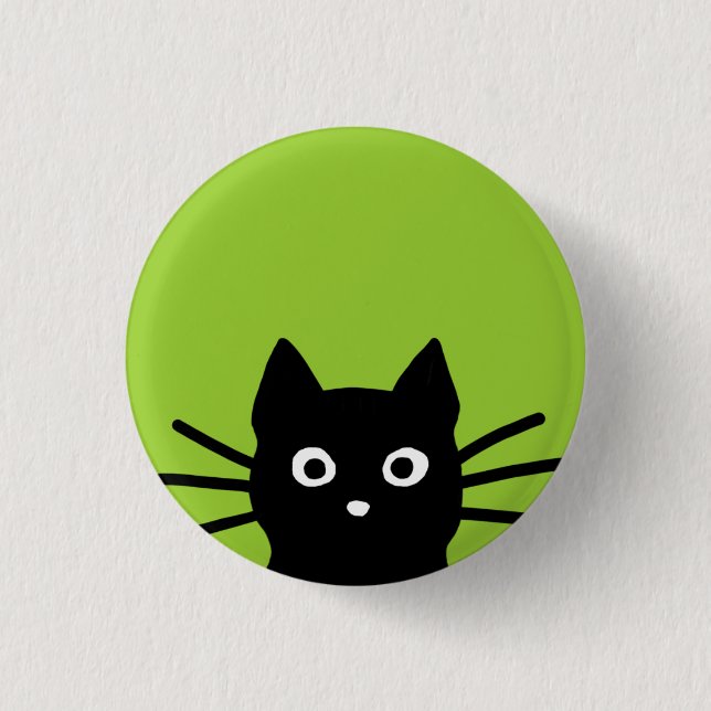 Black Peeking Cat 3 Cm Round Badge (Front)