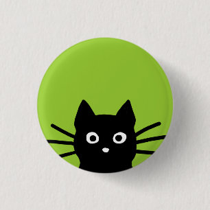 Black Peeking Cat 3 Cm Round Badge
