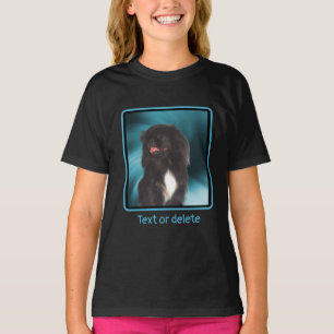 Black Pekingese Blue Swirls Dog Art Personalised T-Shirt