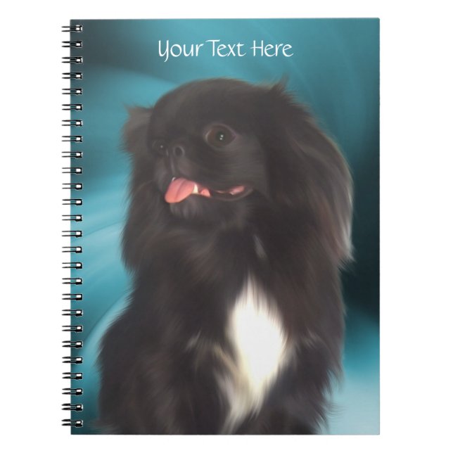 Black Pekingese Dog Art Notebook (Front)