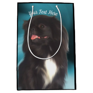 Black Pekingese Dog Personalised Medium Gift Bag
