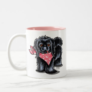 Black Pekingese Pink Princess Two-Tone Coffee Mug