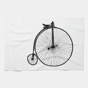 Black penny farthing vintage bike tea towel