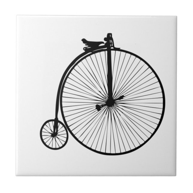 Black penny farthing vintage bike tile (Front)