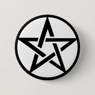 black pentacle pentagram ring 6 cm round badge