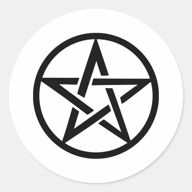 black pentacle pentagram ring classic round sticker (Front)