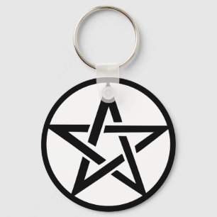 black pentacle pentagram ring key ring