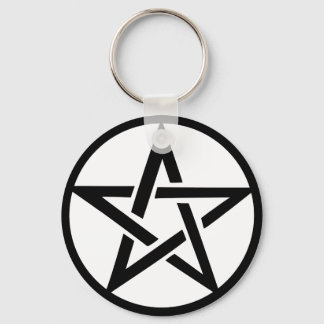 black pentacle pentagram ring key ring