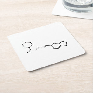 Black Pepper Piperine Molecular Chemical Formula Square Paper Coaster