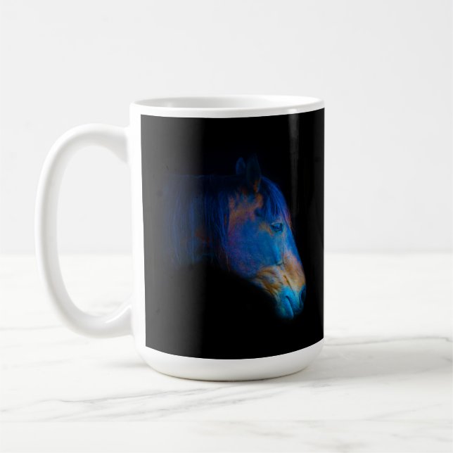 Black Percheron HDR Horse Portrait Equine Photo Coffee Mug (Left)