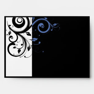 Black Periwinkle Cornflower Blue Floral Wedding Envelopes