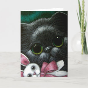 BLACK PERSIAN CAT & EASTER BUNNY Card