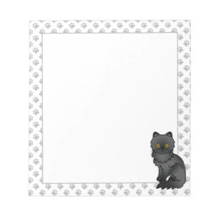 Black Persian Cute Cartoon Cat Illustration Notepad