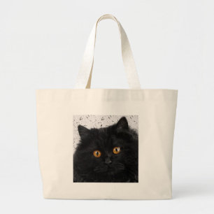 Black Persian Face Large Tote Bag