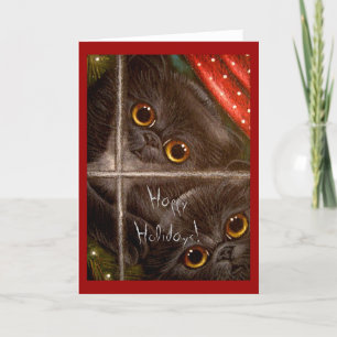 BLACK PERSIAN KITTENS HOLIDAY Card