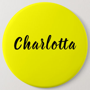 Black Personalise Name   Neon Yellow Colour 6 Cm Round Badge