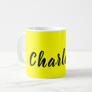 Black Personalise Name Neon Yellow Colour Coffee Mug