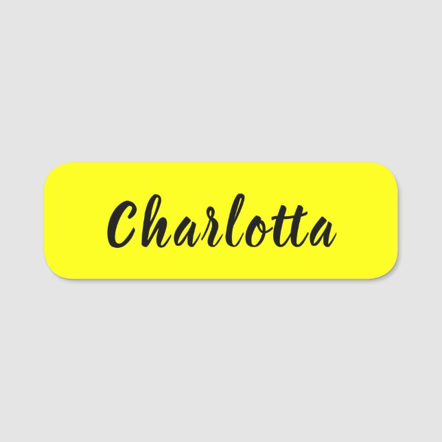 Black Personalise Name | Neon Yellow Colour Name Tag (Front)