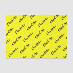 Black Personalise Name   Neon Yellow Colour Tissue Paper