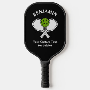 Black Personalise Pickleball Name, Logo and text Paddle