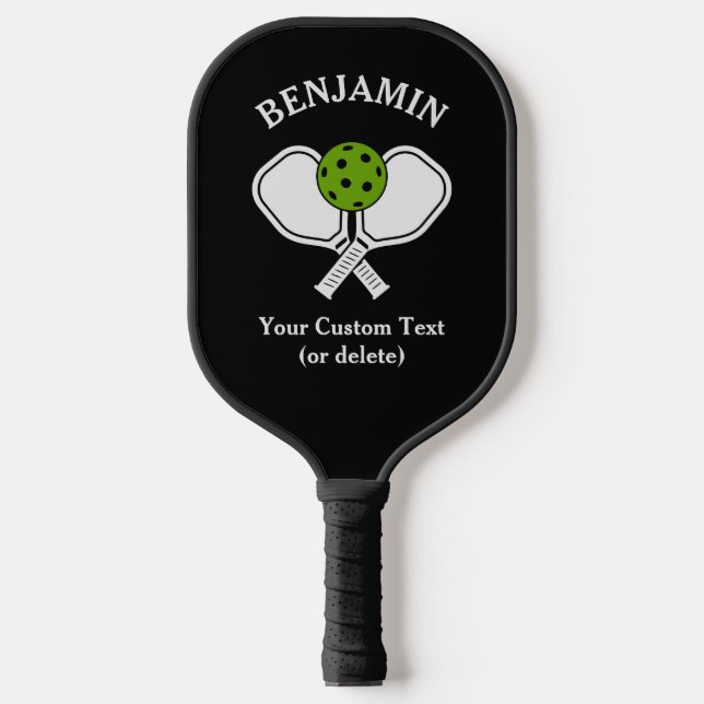 Black Personalise Pickleball Name, Logo and text  Pickleball Paddle (Front)