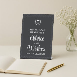 Black Personalised Advice & Wishes Grad Party Pedestal Sign