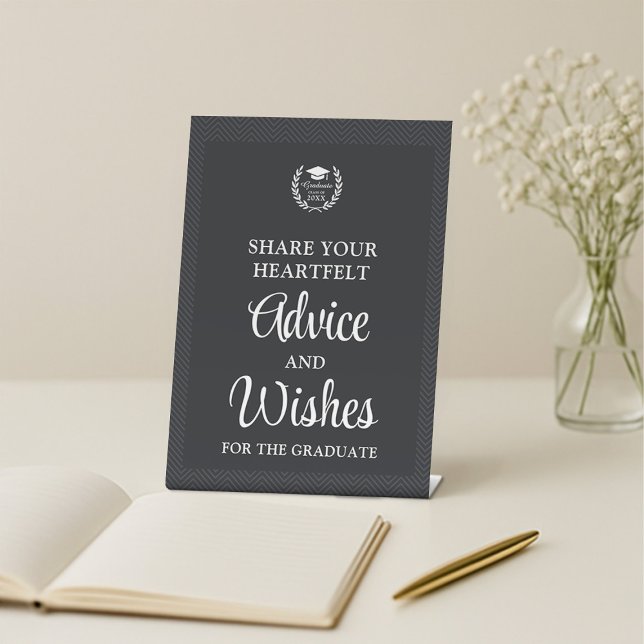 Black Personalised Advice & Wishes Grad Party Pedestal Sign (Creator Uploaded)