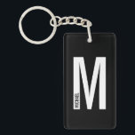 Black Personalised Bold Monogram and Name Key Ring<br><div class="desc">Modern Monogram Design featuring personalised monogram letter "M" and name in modern bold sans serif font style.

Perfect gift for him,  father's day gift,  groomsman gift and more.</div>