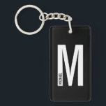 Black Personalised Bold Monogram and Name Key Ring<br><div class="desc">Modern Monogram Design featuring personalised monogram letter "M" and name in modern bold sans serif font style.

Perfect gift for him,  father's day gift,  groomsman gift and more.</div>