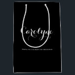 Black Personalised Bridesmaid Bridal Shower Medium Gift Bag<br><div class="desc">Give thank your bridesmaids,  flower girls,  maid of honour and other bridal parties using this customisable gift bag. It features black background colour with white modern calligraphy.</div>