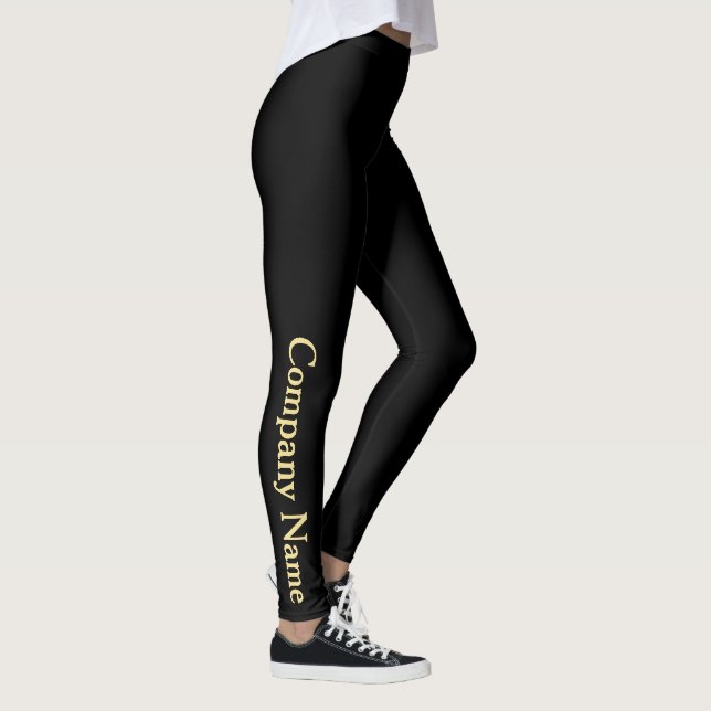 Black Personalised Business Company Name Website Leggings (Right)