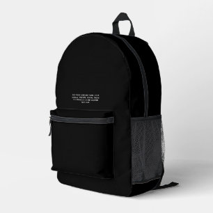 Black   Personalised Business Logo and Text Printed Backpack