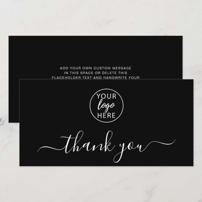 Black Personalised Business Thank You Card (Front/Back)