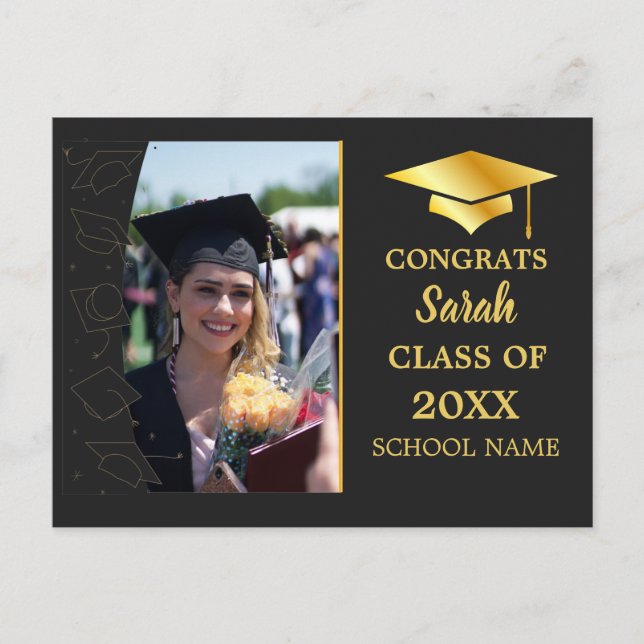 Black Personalised Congratulations Class Of 2023 Postcard (Front)