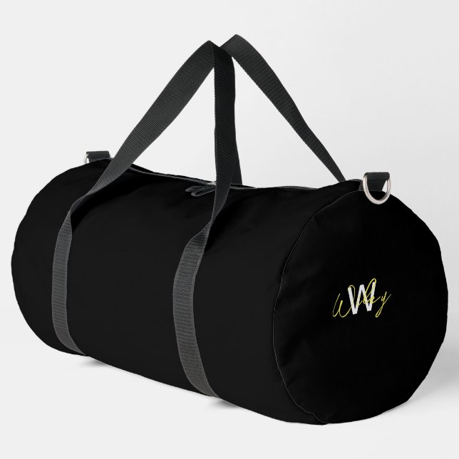 Black Personalised Duffle Bag (Left Corner)