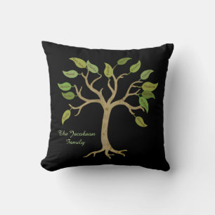 Black Personalised Family Tree Pillow