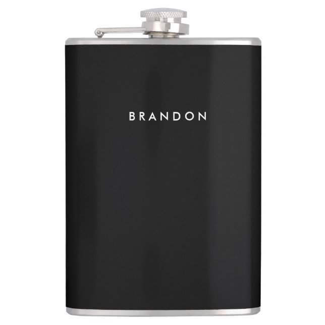 Black Personalised Flasks For Men 8oz (Front)