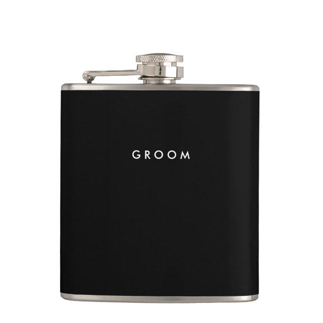 Black Personalised Flasks - Wedding Gift For Groom (Front)
