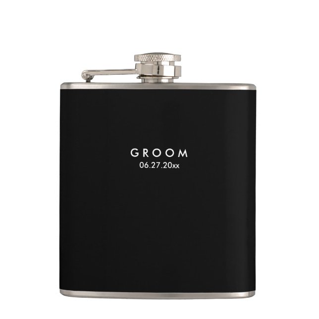 Black Personalised Flasks Wedding Gifts For Groom (Front)