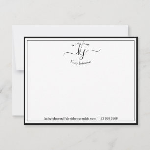 Black Personalised From The Desk Of Note Card