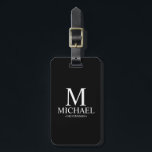 Black Personalised Groomsman Name and Monogram Luggage Tag<br><div class="desc">Modern Black and White Personalised Groomsman Gifts
featuring personalised monogram,  groomsman's name and title in white classic serif font style on black background.

Also perfect for Best Man,  Father of the Bride and more.</div>