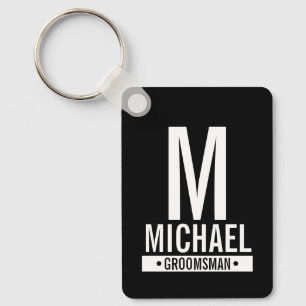 Black Personalised Groomsman's Monogram and Name Key Ring