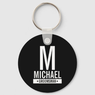 Black Personalised Groomsman's Monogram and Name Key Ring