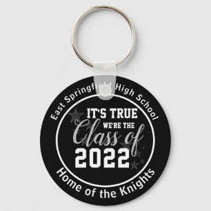 Black Personalised High School Class of 2022 Key Ring