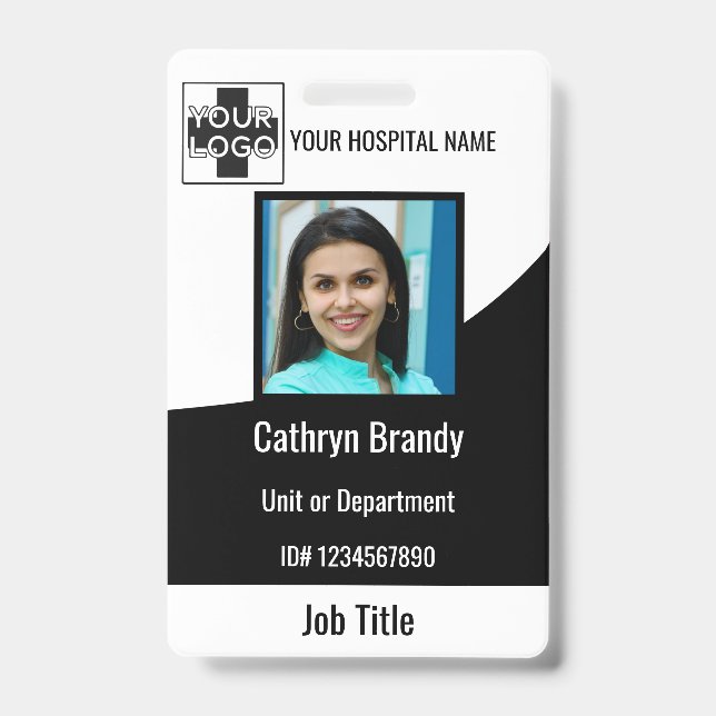black Personalised Hospital or Clinic Employee ID Badge (Front)