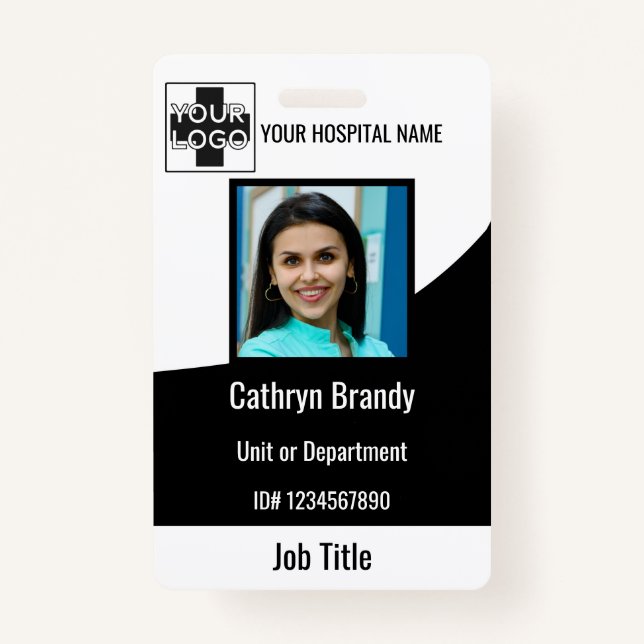 black Personalised Hospital or Clinic Employee ID Badge (Front)